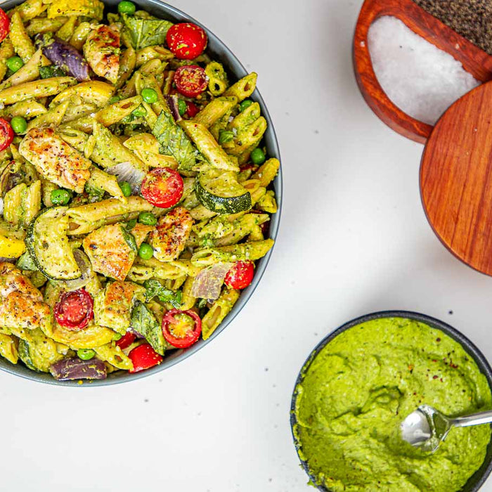 Mediterranean Pea Pesto Pasta Salad